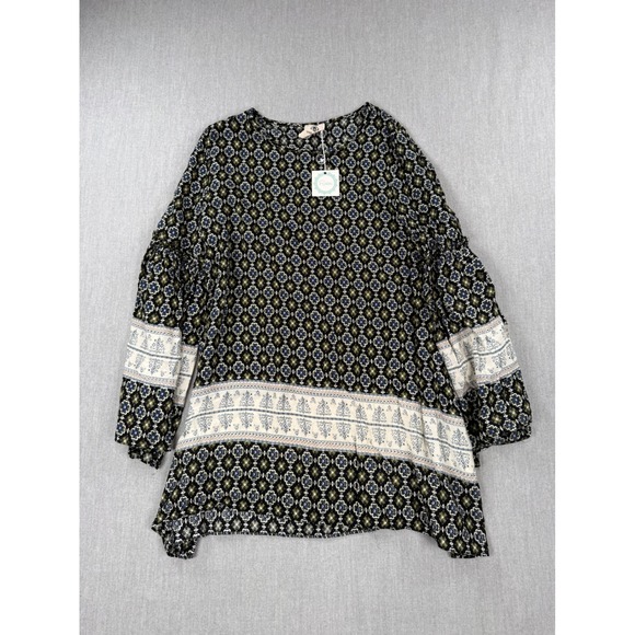 Spade & Heart Tops - Spade & Heart‎ Black Print Tunic Bell Sleeve Boho Medallion Top Small NWT